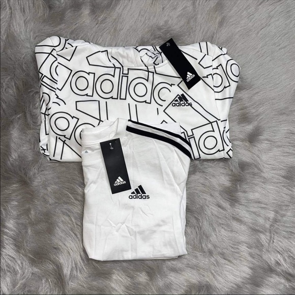 Black and white Adidas bundle hoodie and T-shirt boys size